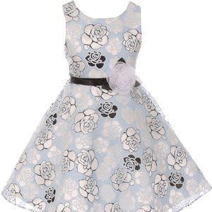 Little Girls Burnout Floral Easter Party Wedding Graduation Flower Girl Dress